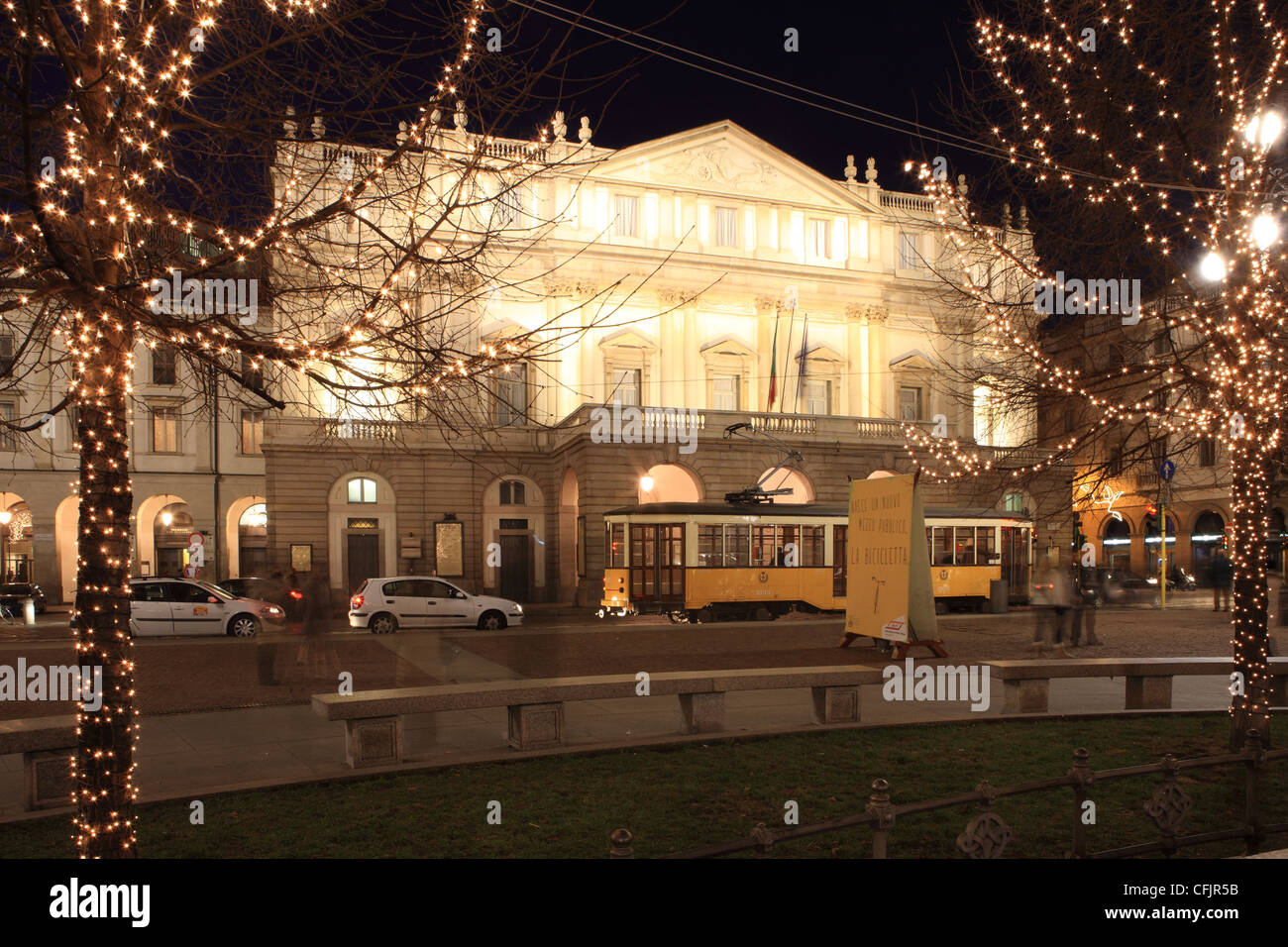Teatro alla Scala at Christmas, Milan, Lombardy, Italy, Europe Stock Photo