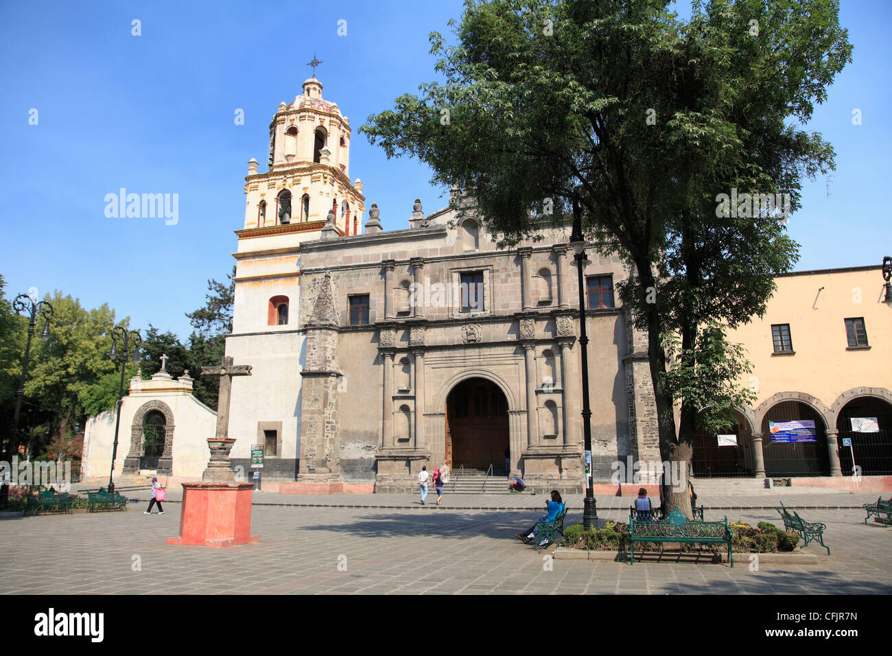 Iglesia de San Juan Bautista, Plaza Hidalgo, Coyoacan, Mexico City, Mexico,  North America Stock Photo - Alamy