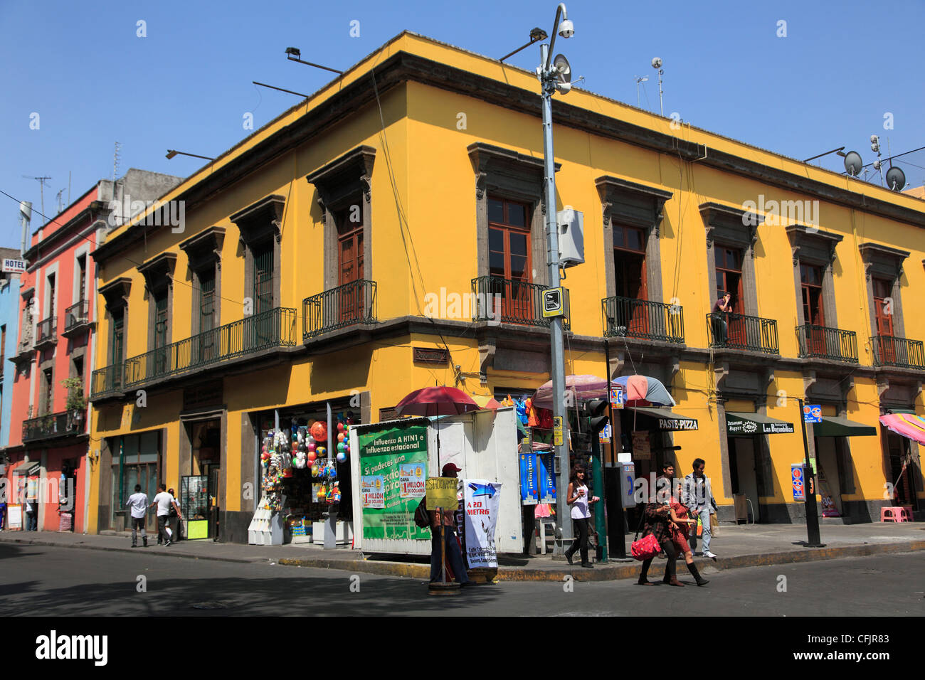 Street scene with colonial architecture, Historic Center, Mexico City, Mexico, North America Stock Photo