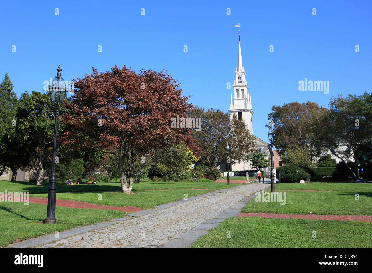 Trinity Church, Queen Anne Square, Newport, Rhode Island, New England, United States of America, North America Stock Photo