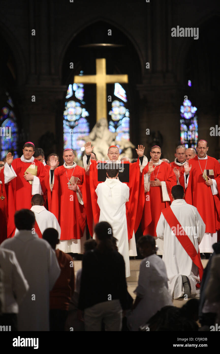 Priest ordinations at Notre Dame cathedral, Paris, France, Europe Stock ...