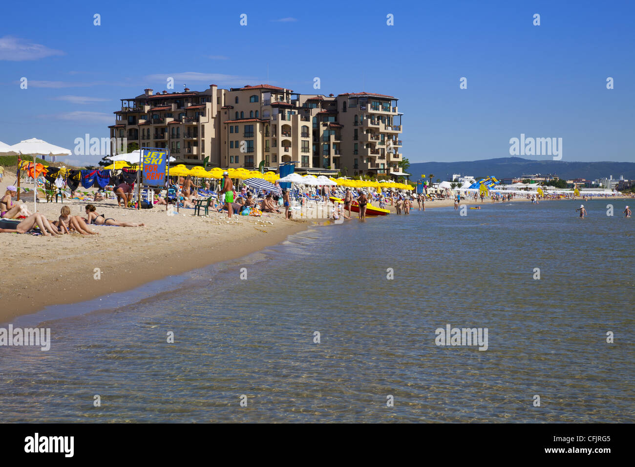 South Sunny Beach, Beachside Resorts, Black Sea coast, Bulgaria, Europe Stock Photo