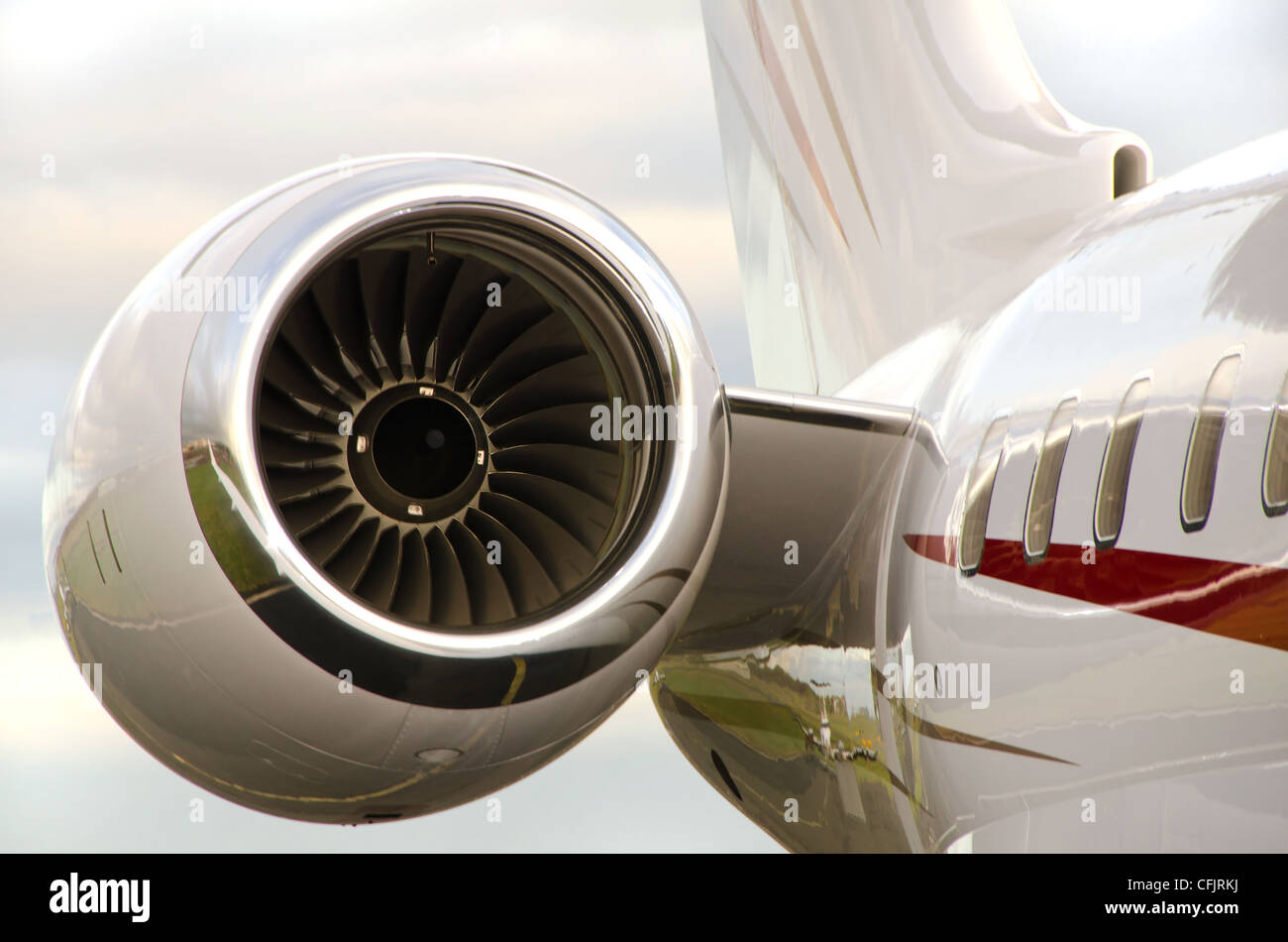Jet Engine on a Private Plane Bombardier Global Express Stock Photo
