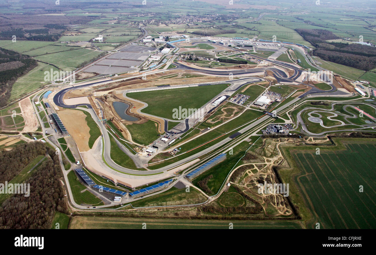 Aerial view of Silverstone racing circuit in Northamptonshire taken in 2010 during construction works Stock Photo