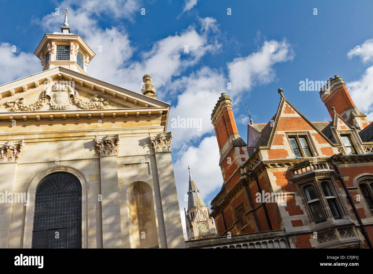 Pembroke College chapel on Trumpington Street, Cambridge, England. The