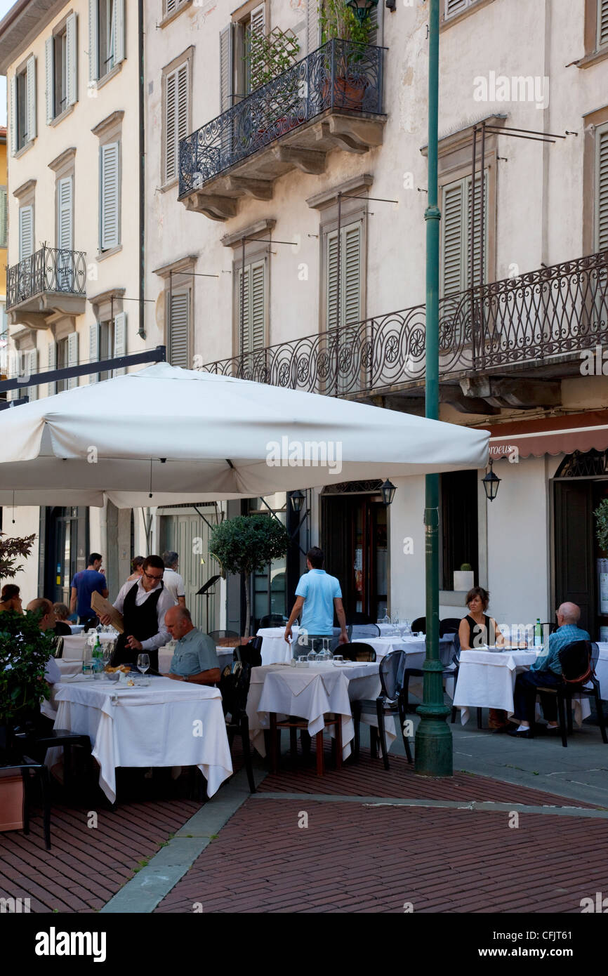 Restaurant, Piazza Vecchia, Bergamo, Lombardy, Italy, Europe Stock Photo