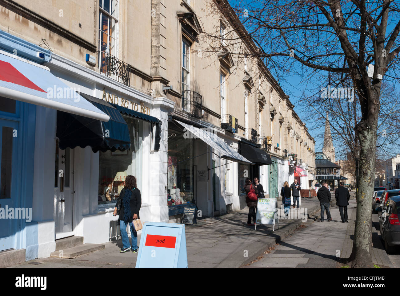 Traditional independent shops in Montpellier Street in the regency town of Cheltenham Stock