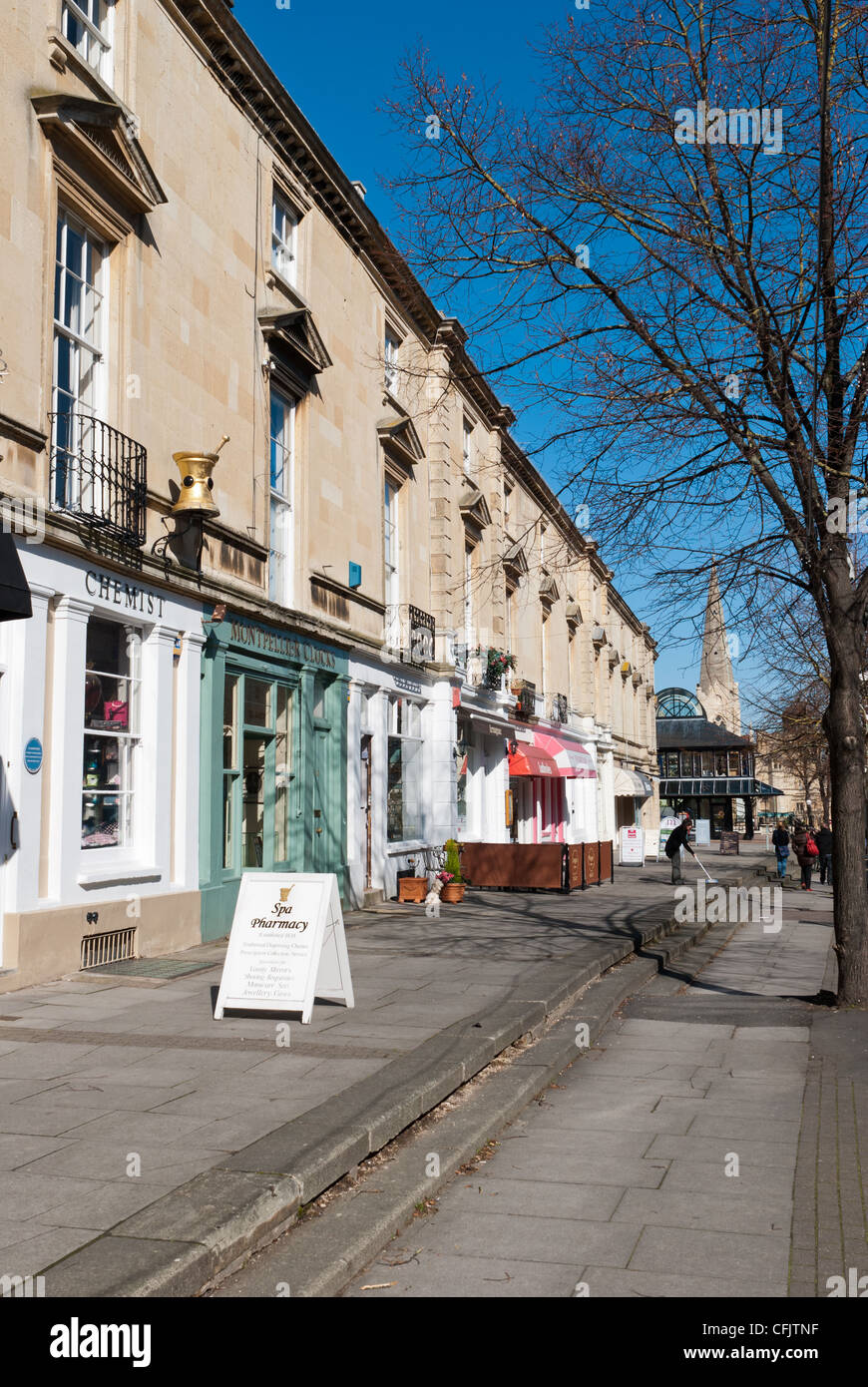 Traditional independent shops in Montpellier Street in the regency town of Cheltenham Stock