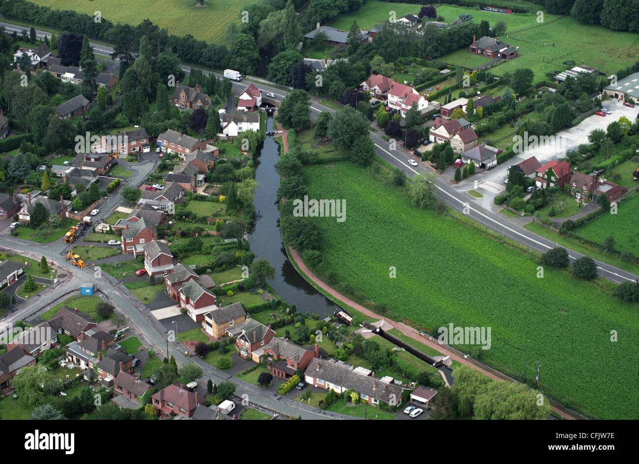Aerial view of Stourton in Staffordshire, England with the Stourbridge