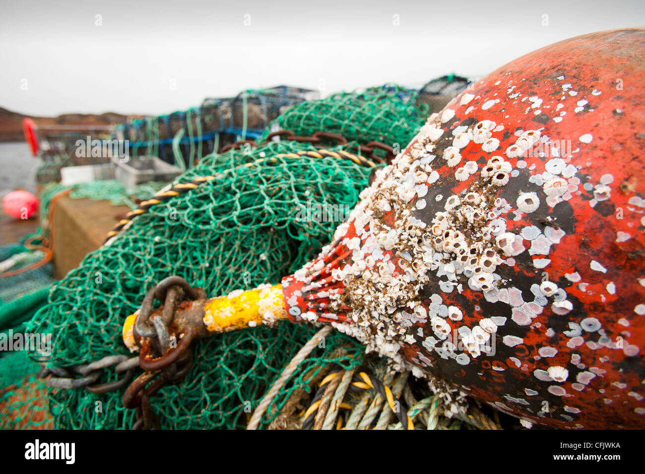 Fishing gear on the harbour at Portnalong, Isle of skye, Scotland, UK. Stock Photo