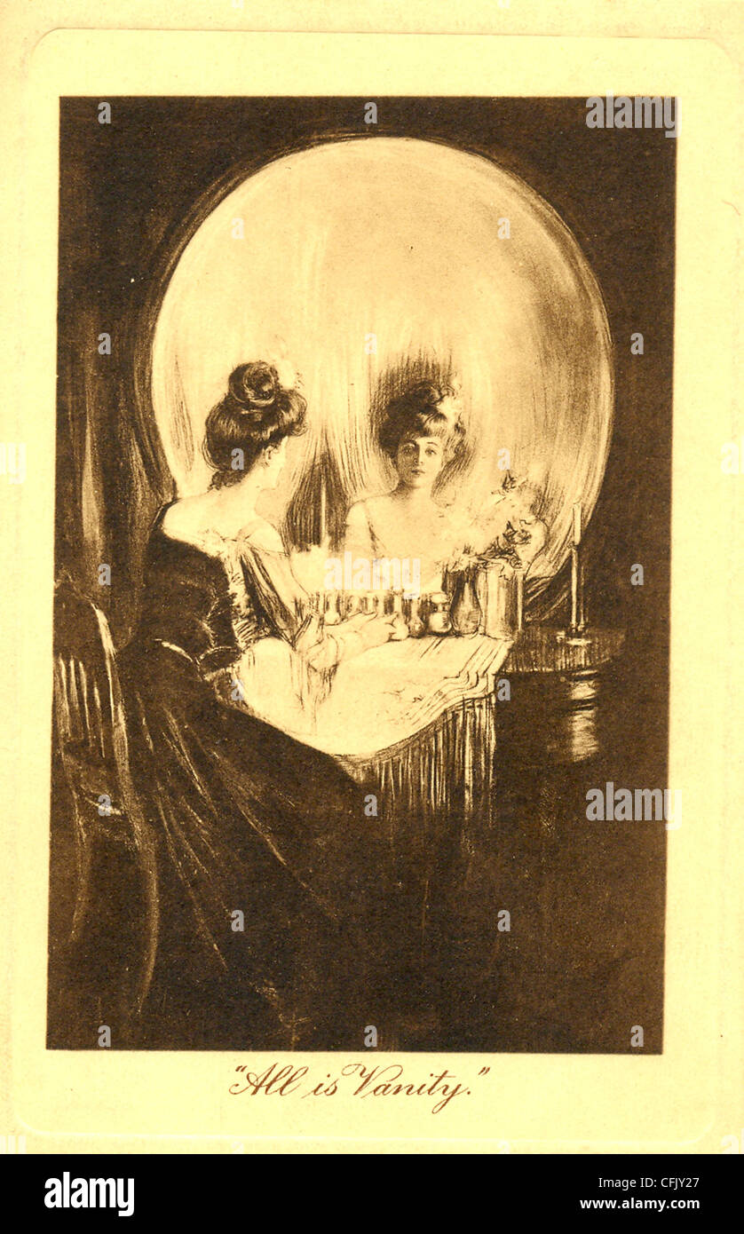 Postcard by artist Charles Dana Gibson titled All is Vanity Stock Photo