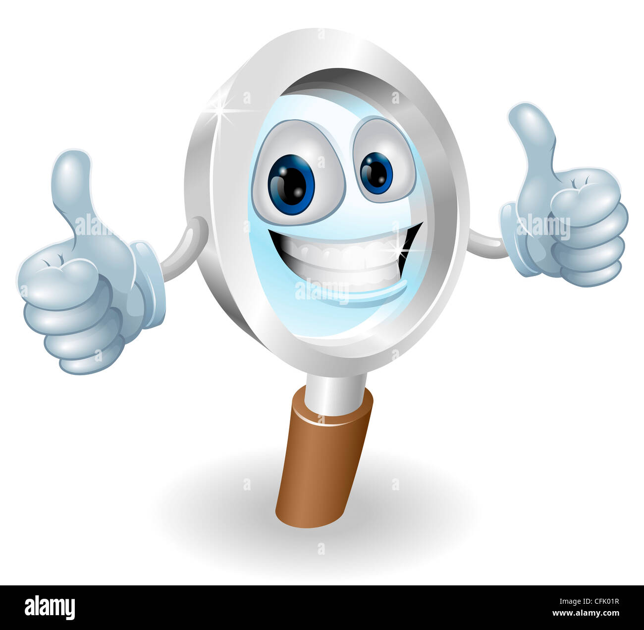 Cartoon character magnifying glass man mascot illustration graphic Stock Photo