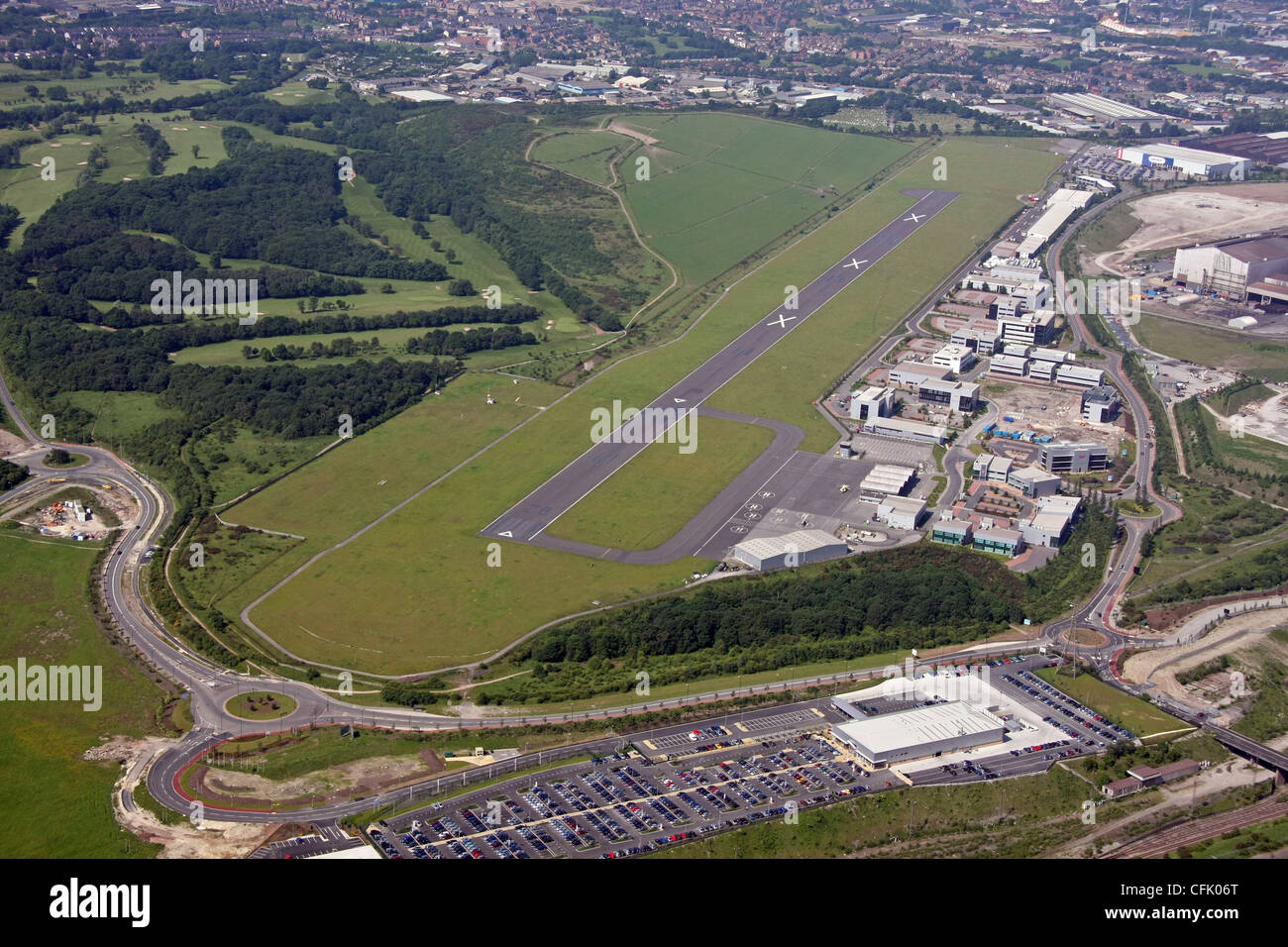 Aerial view of the original Sheffield Airport, in Sheffield, South Yorkshire taken in 2008 Stock Photo