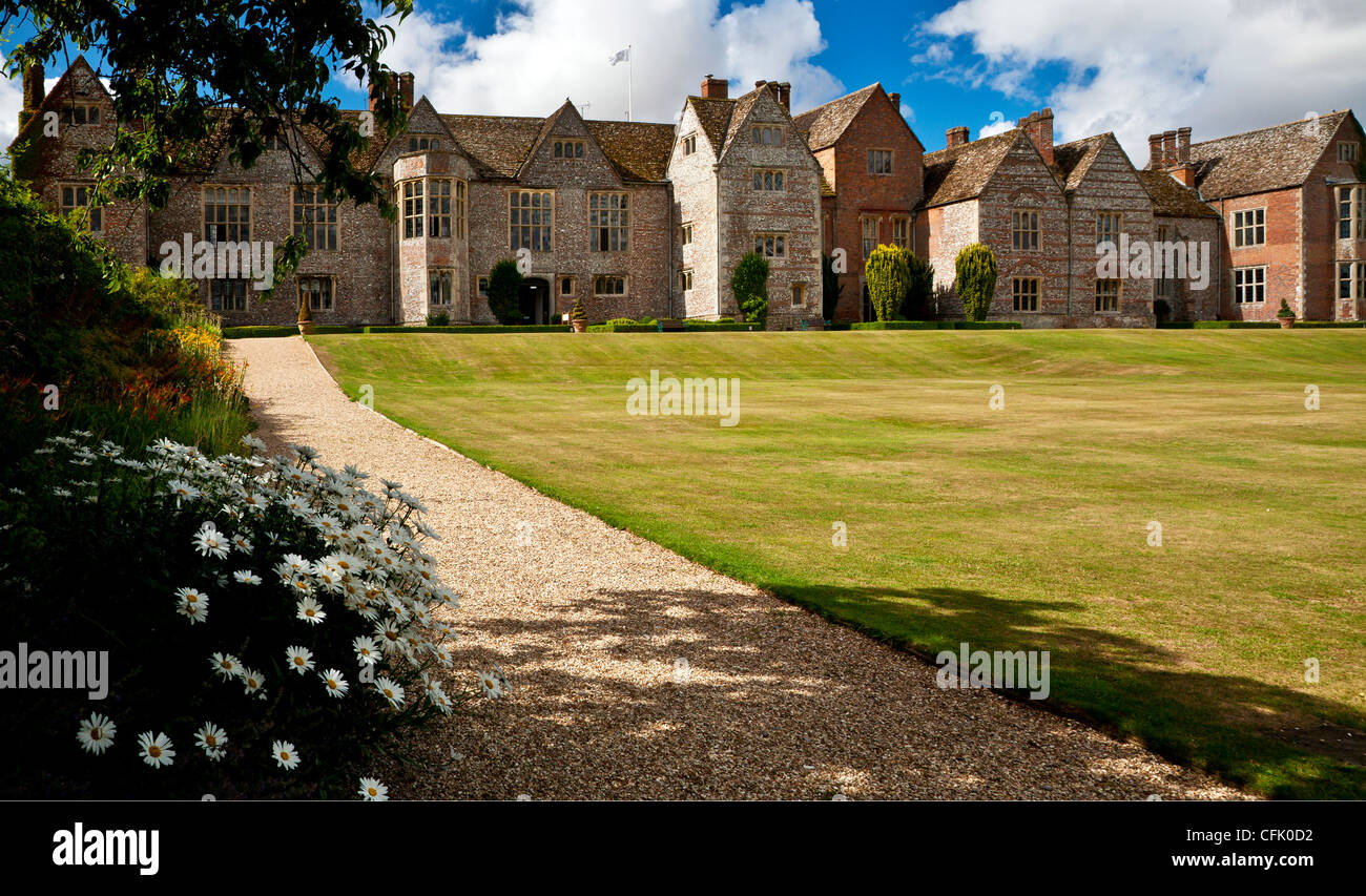 Lawn and garden of an English Tudor country manor in Berkshire, England