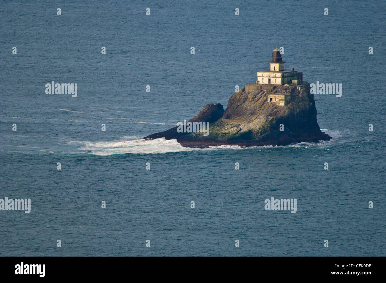 Tillamook Rock Lighthouse, also known as “Terrible Tilly”, first lit in 1881; Ecola State Park, northern Oregon coast. Stock Photo
