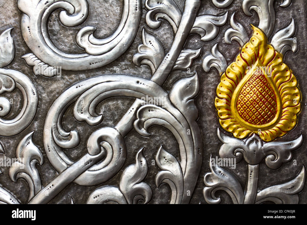 silver and gold embossed work Stock Photo