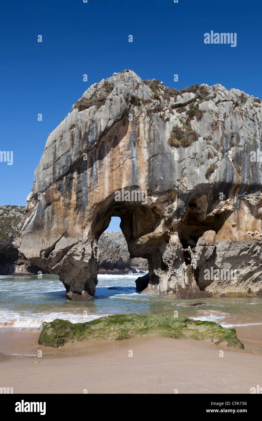 Beach of Caves of the sea, Nueva, Llanes, Asturias, Spain Stock Photo