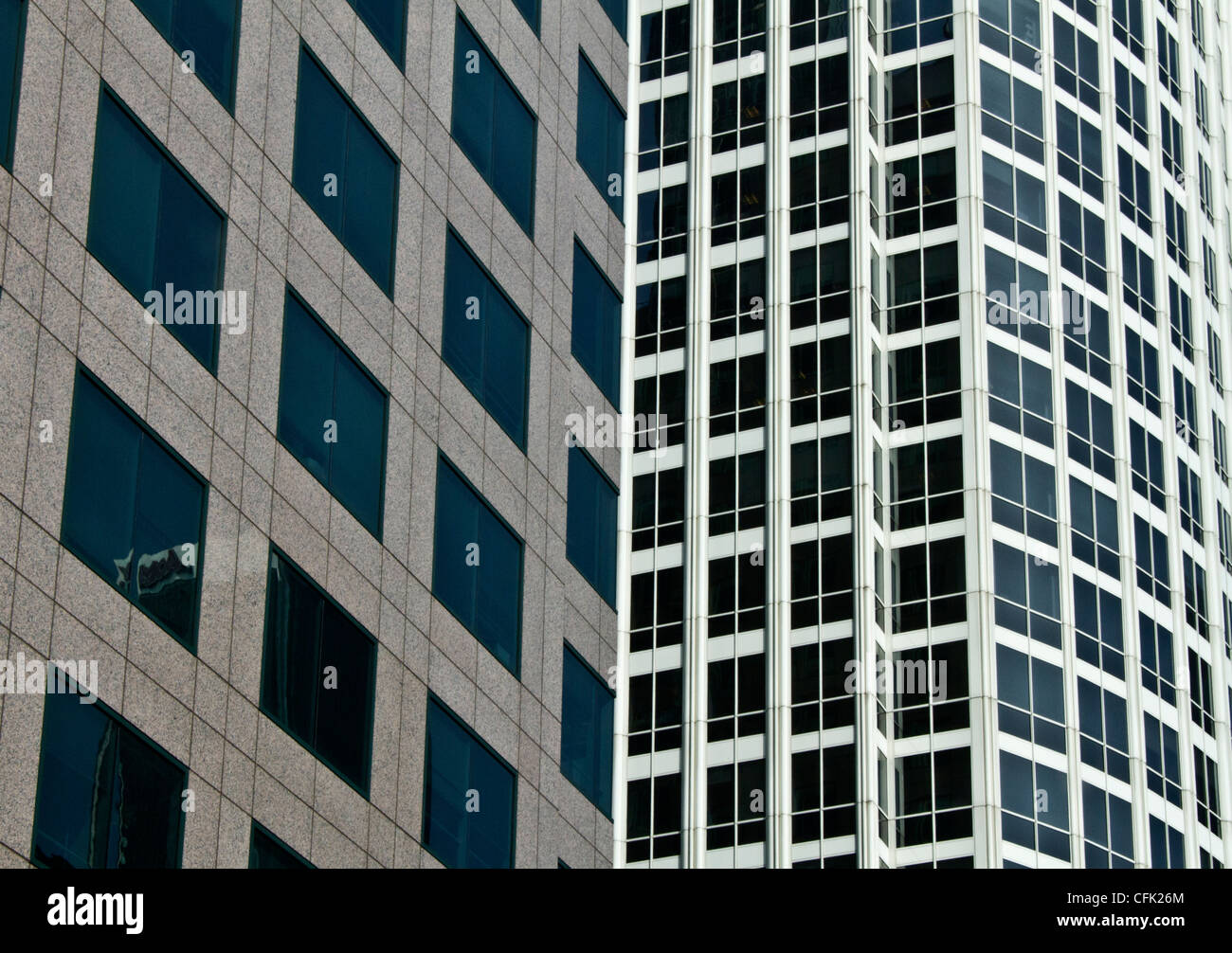 windows in city skyscrapers, Los Angeles, California Stock Photo