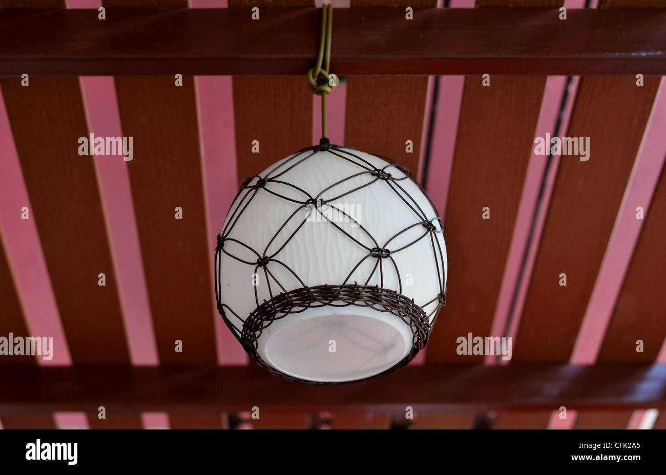 Interior decoration, white ceiling light with flower line Stock Photo