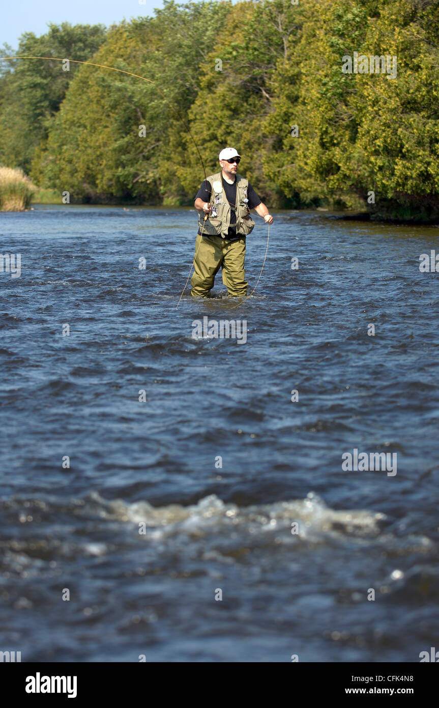 Man Fly Fishing, Grand River, Ontario Stock Photo Alamy