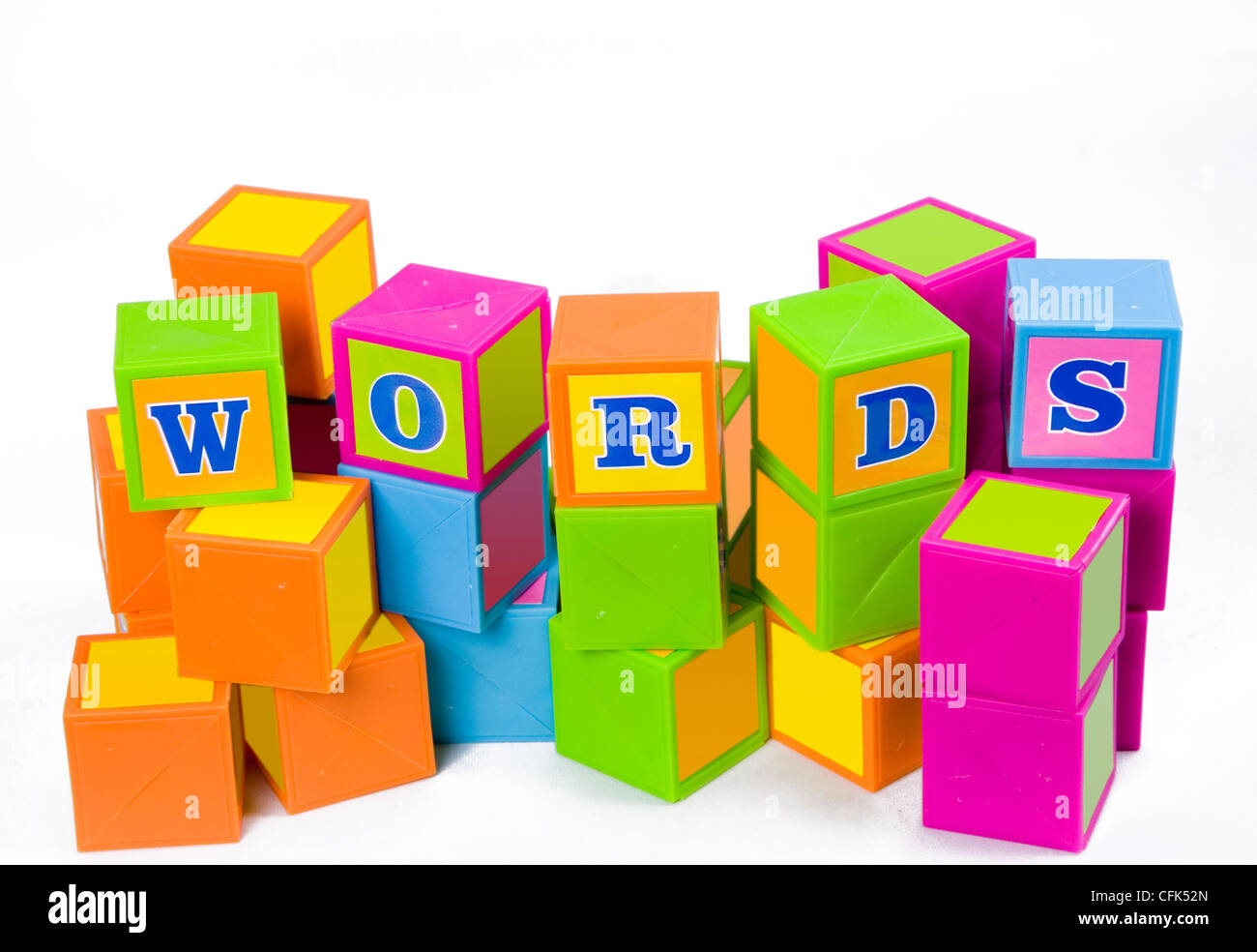 Toy alphabet building blocks spelling out the word "words Stock Photo Alamy