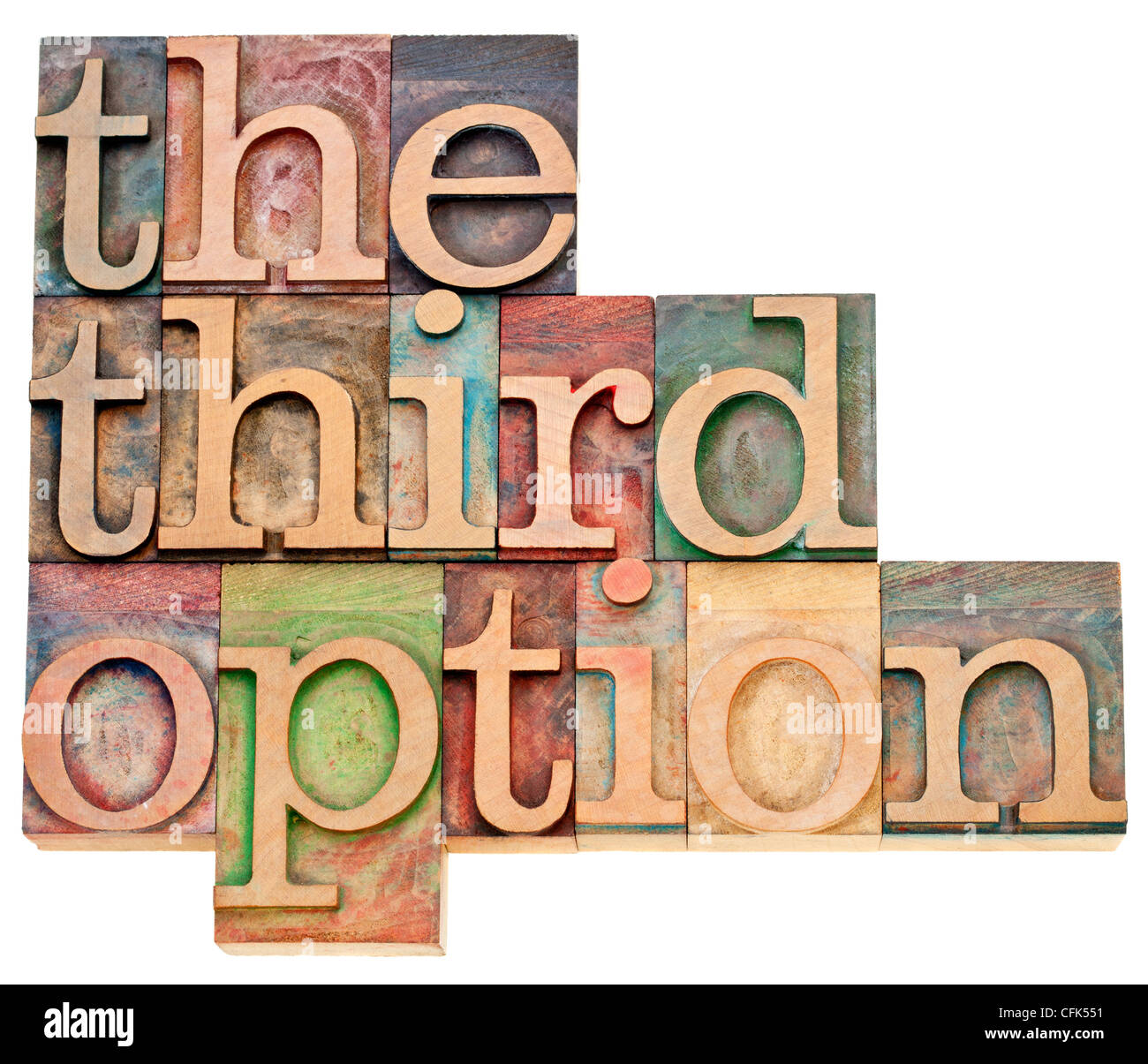 the third option - alternative choice concept - isolated text in vintage letterpress wood type Stock Photo
