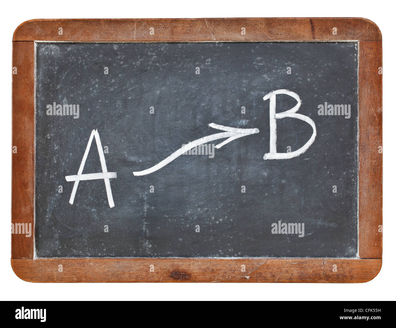 going from A to B concept - white chalk drawing on vintage slate blackboard Stock Photo