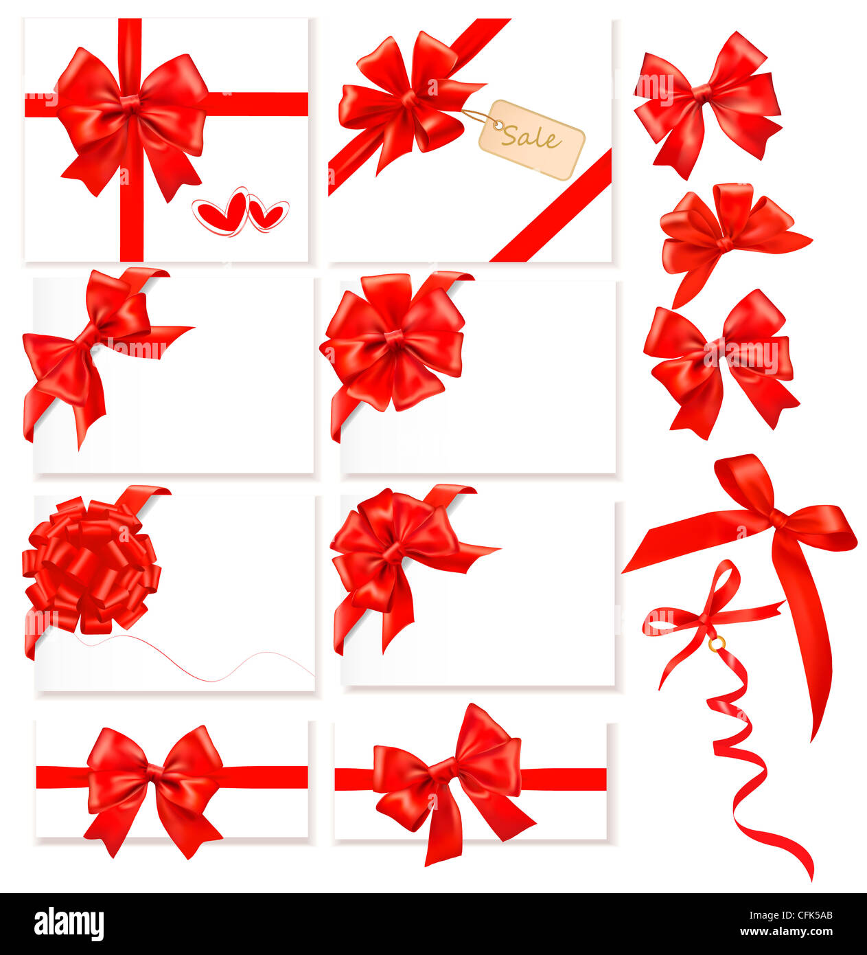 Collection of red bows with ribbons Stock Photo - Alamy