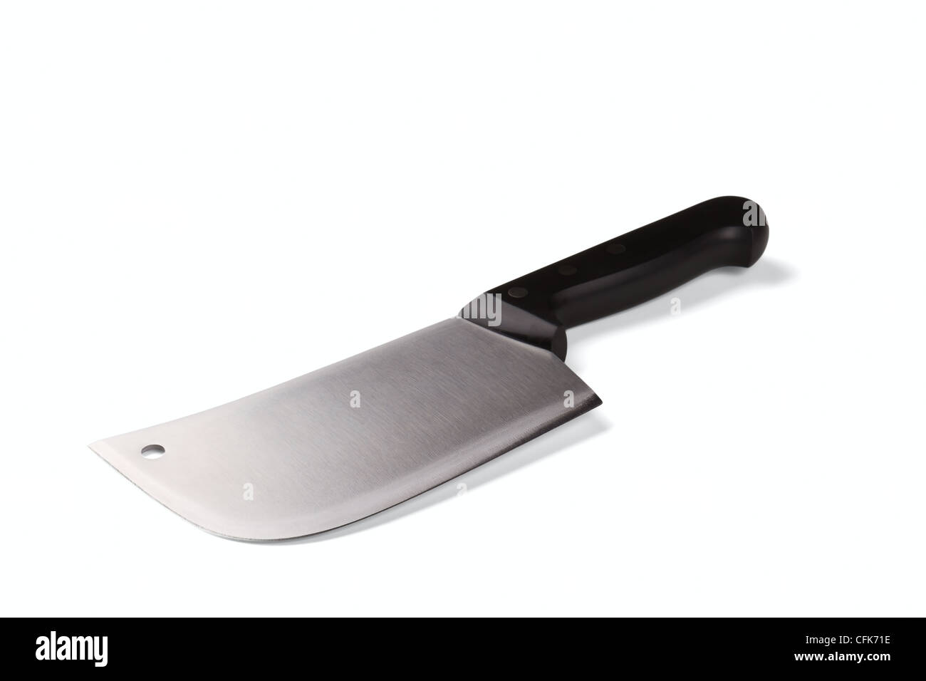 steel kitchen meat cleaver isolated on a white background Stock Photo