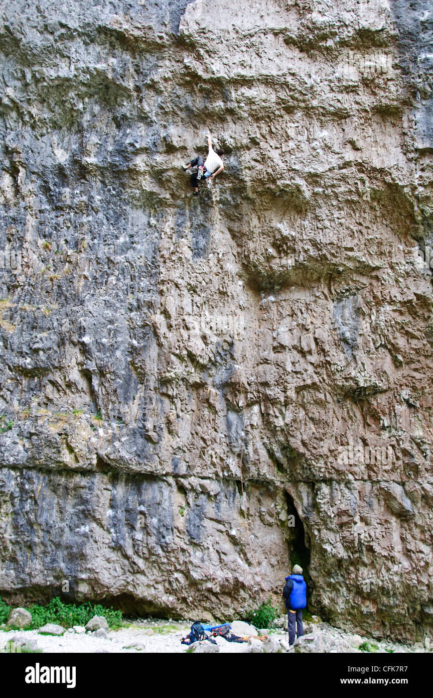 Gordale Scar is a dramatic limestone ravine,Climbers Paradise,Abseiling