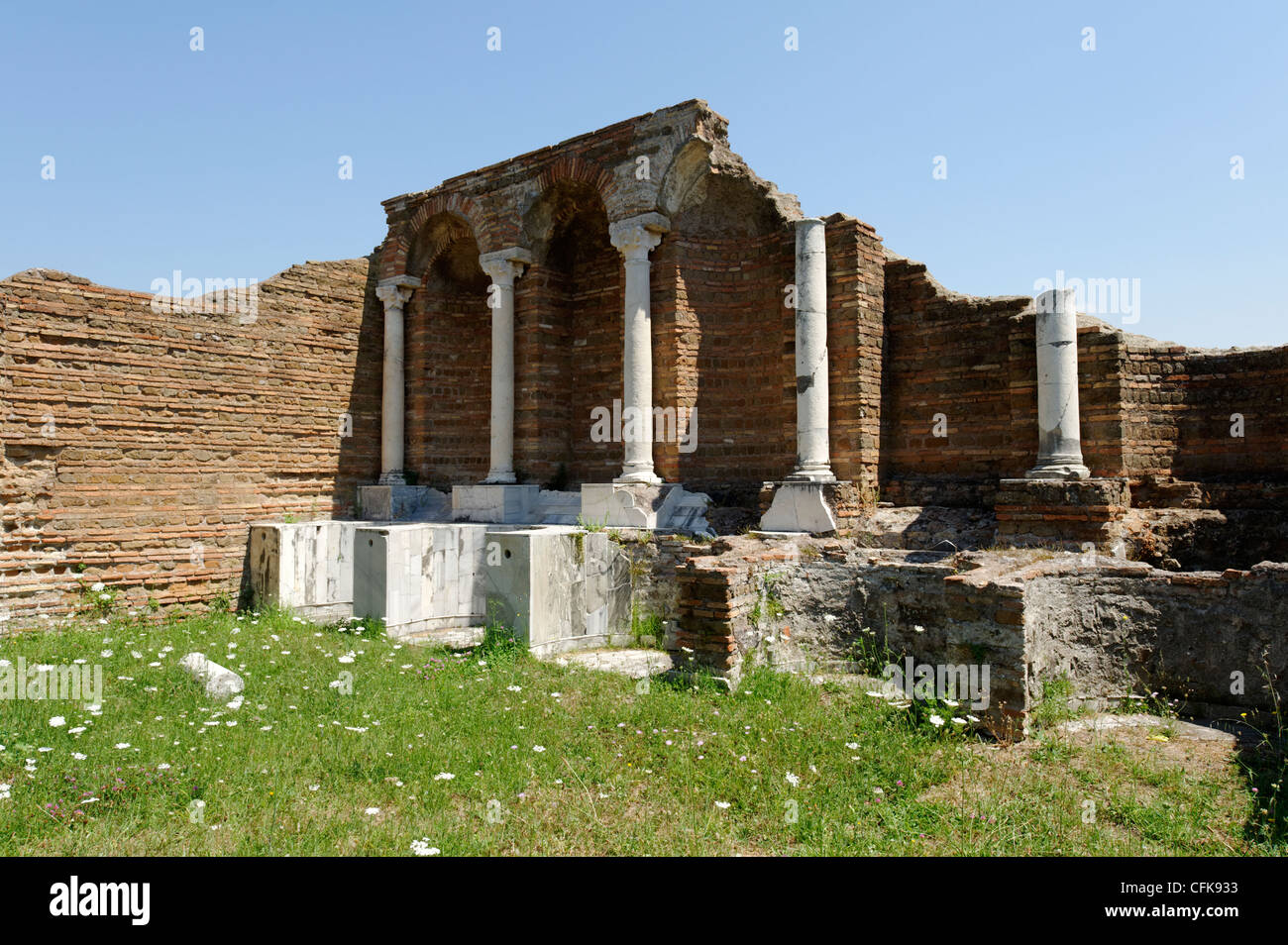 Ostia Antica. Lazio. Italy. View of the nymphaeum of the house of Cupid