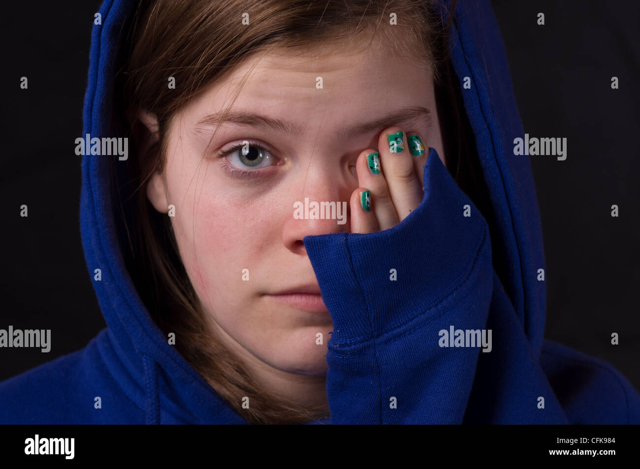 Closeup teen girls face sad hi-res stock photography and images - Alamy