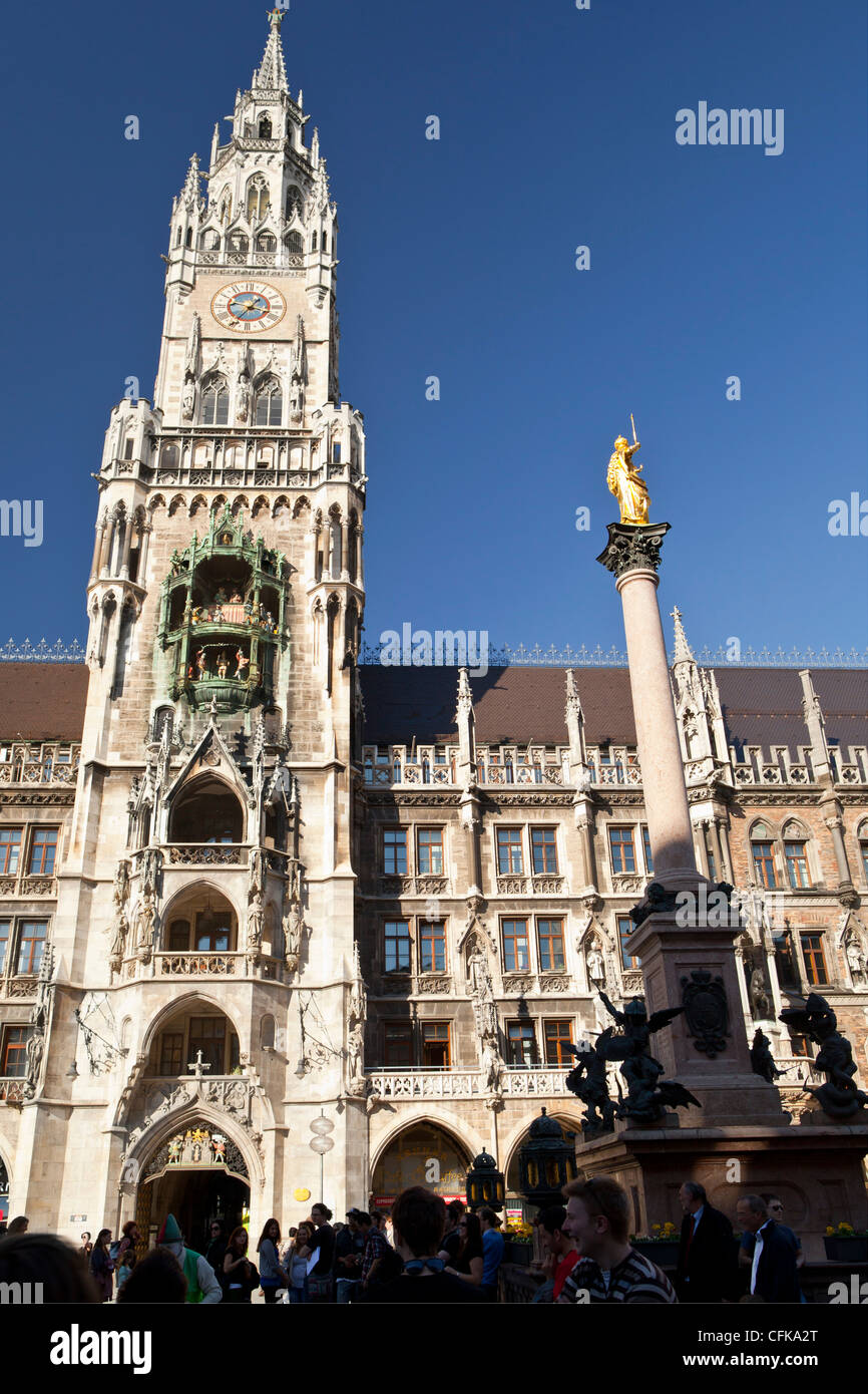 Town hall at the Marienplatz in Munich, Bavaria, Germany, Europe Stock Photo