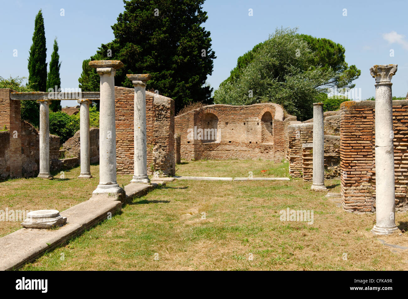 Ostia Antica. Lazio. Italy. View of the ruins of the Christian Basilica