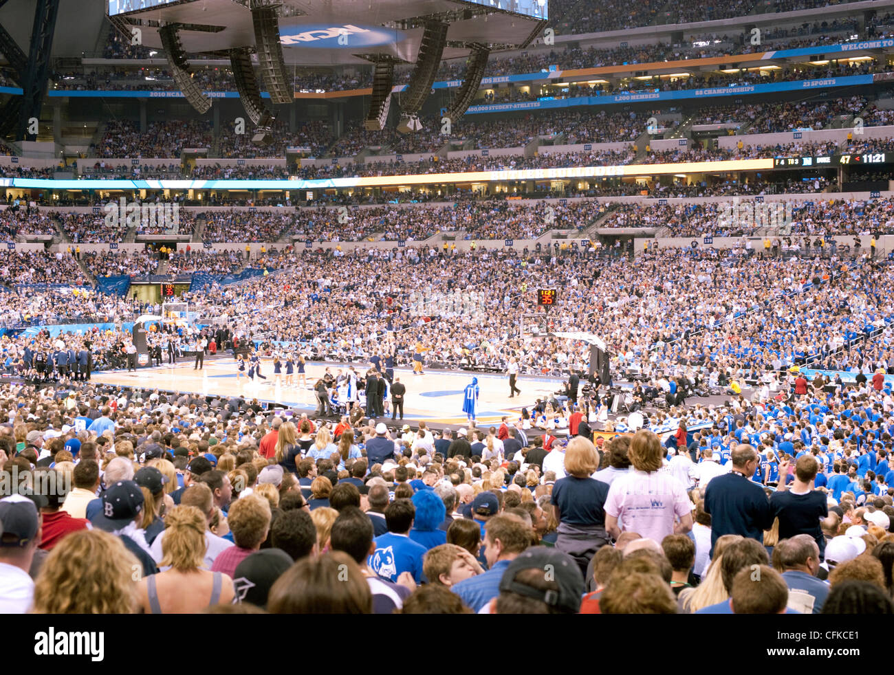 Massive crowds inside the Lucas Oil Stadium, Indianapolis, awaiting the start of a basketball game. Stock Photo