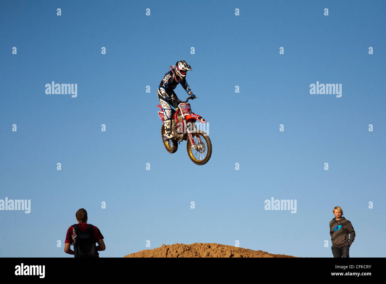 Freestyle Motocross rider at an event at Trax in Preston Stock Photo ...