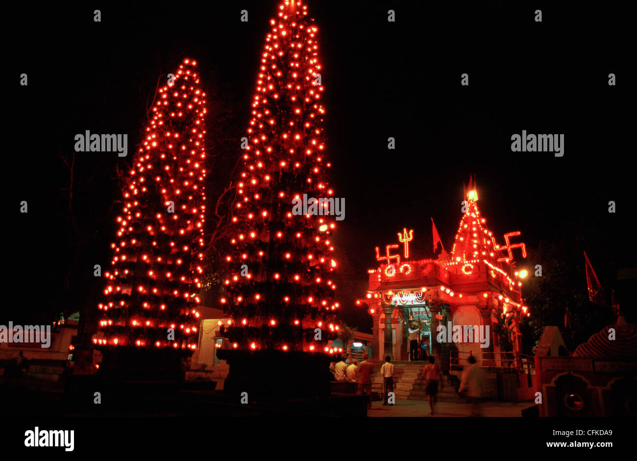 An hindu temple is illuminated to celebrate Diwali, the festival of lights ( India) Stock Photo