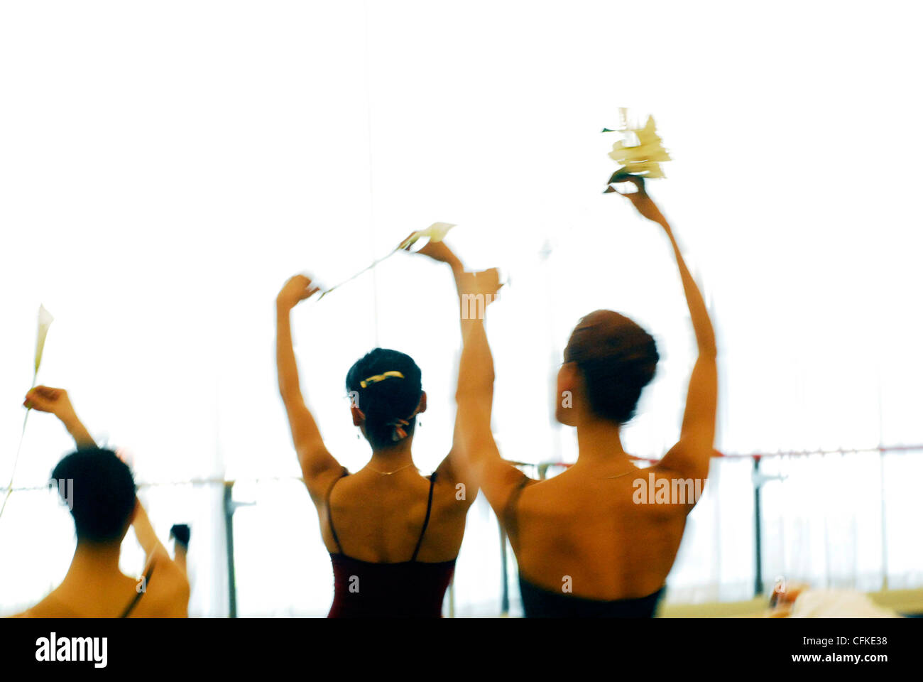 Dancers Dancing with Flowers Stock Photo Alamy