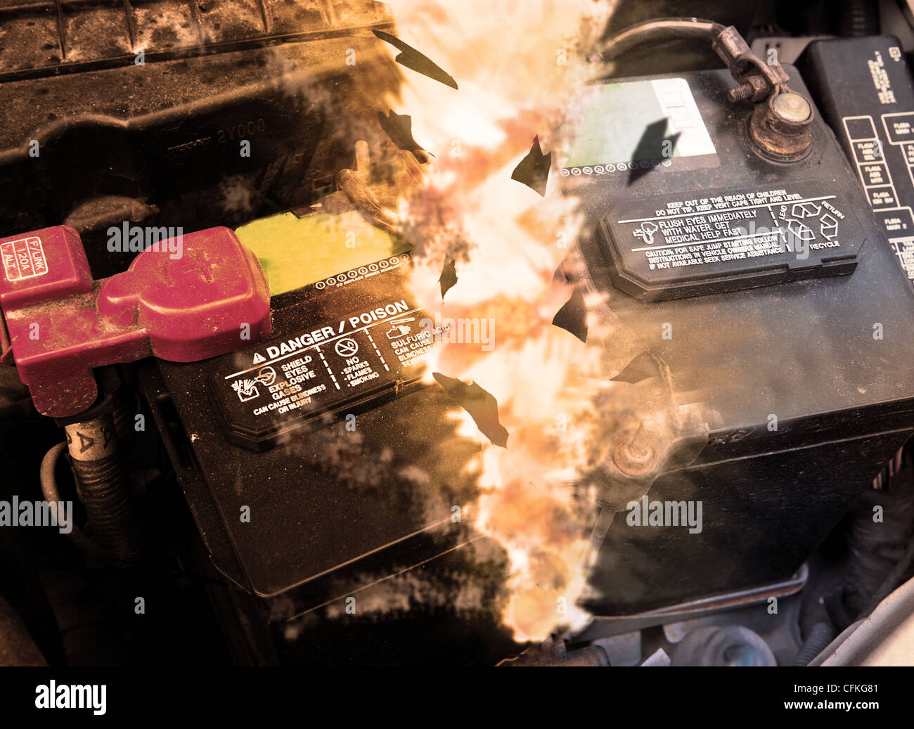 car battery exploding Stock Photo Alamy
