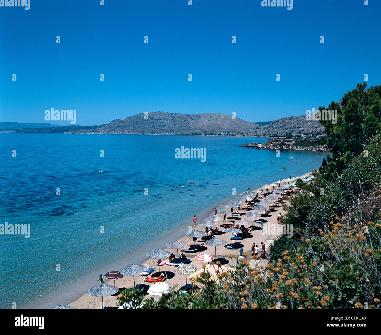 Pefkos Beach Rhodes Greece Stock Photo