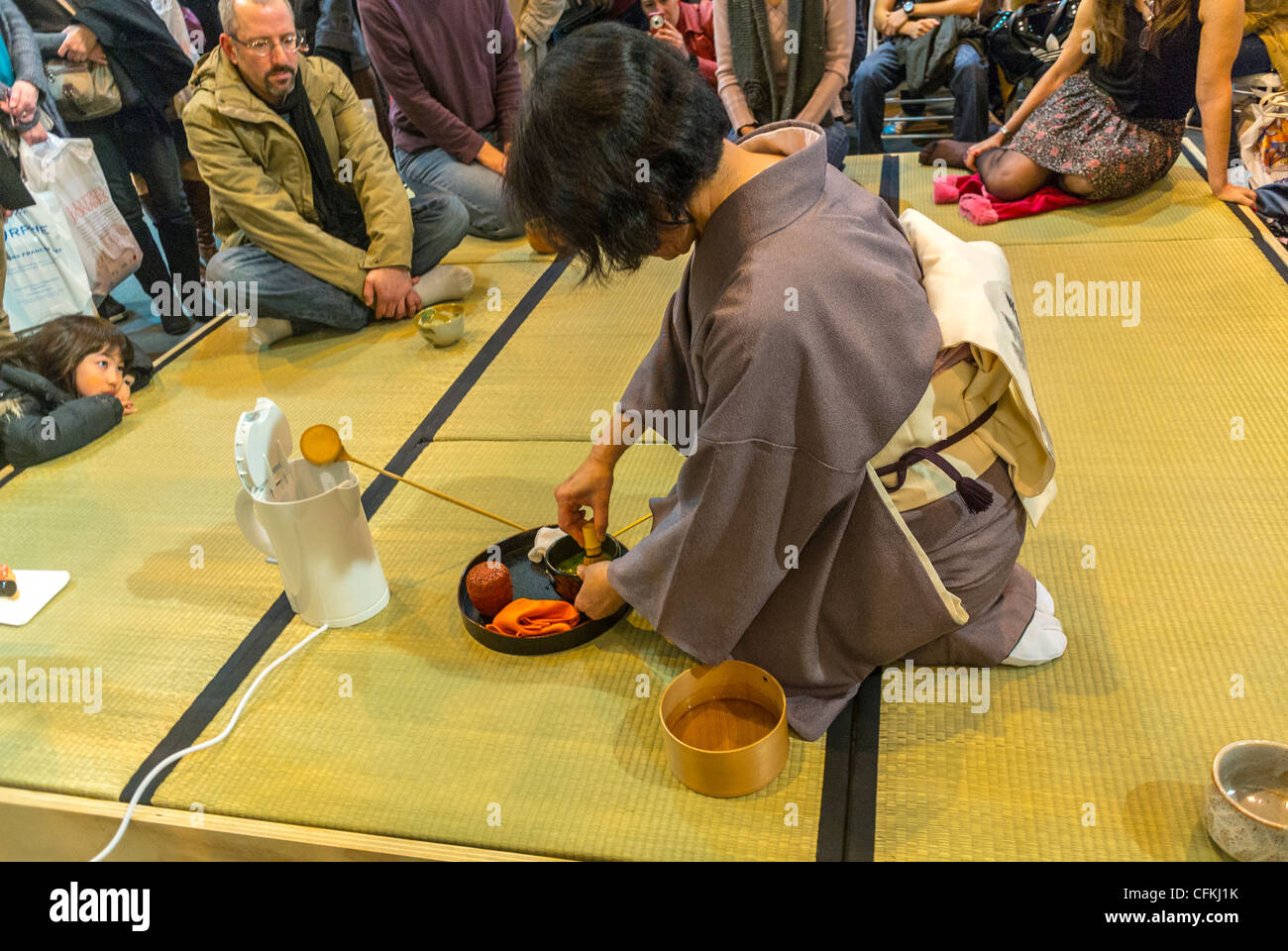 Paris, France, Japanese Woman, in Kimono, Showing Traditional Tea