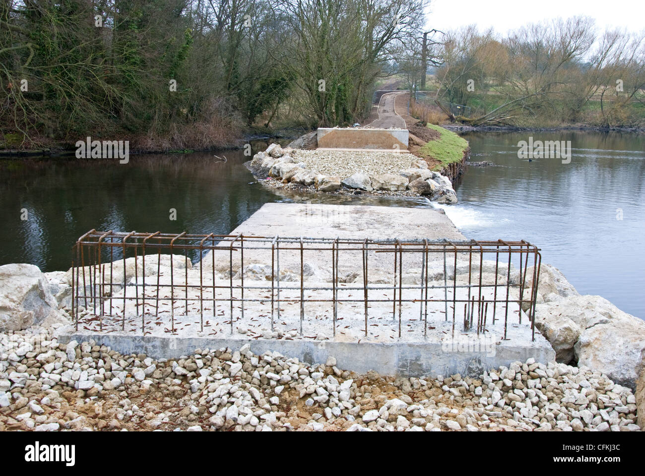 Foundations for a new bridge Stock Photo Alamy
