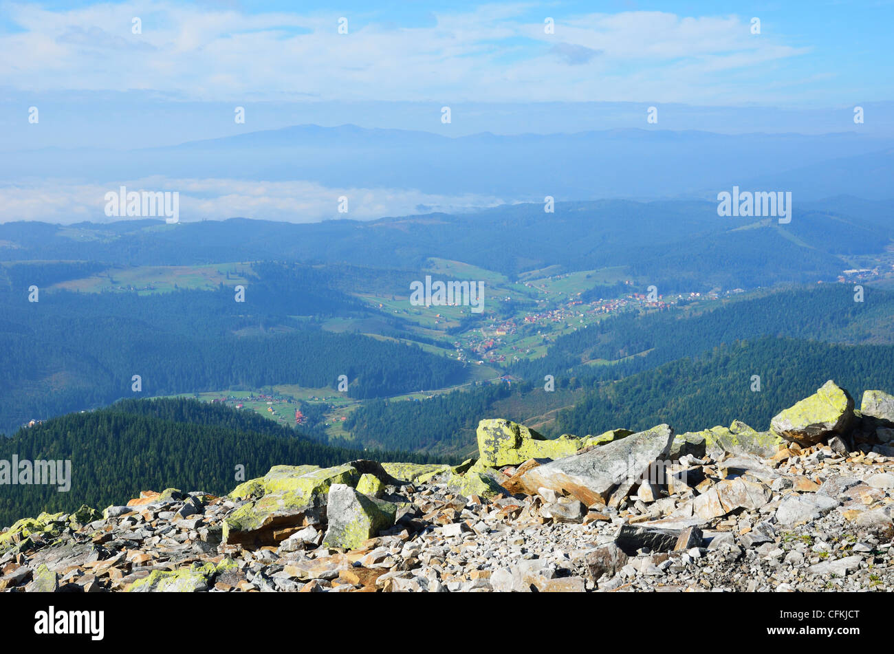 Carpathian Mountains from above. Stock Photo