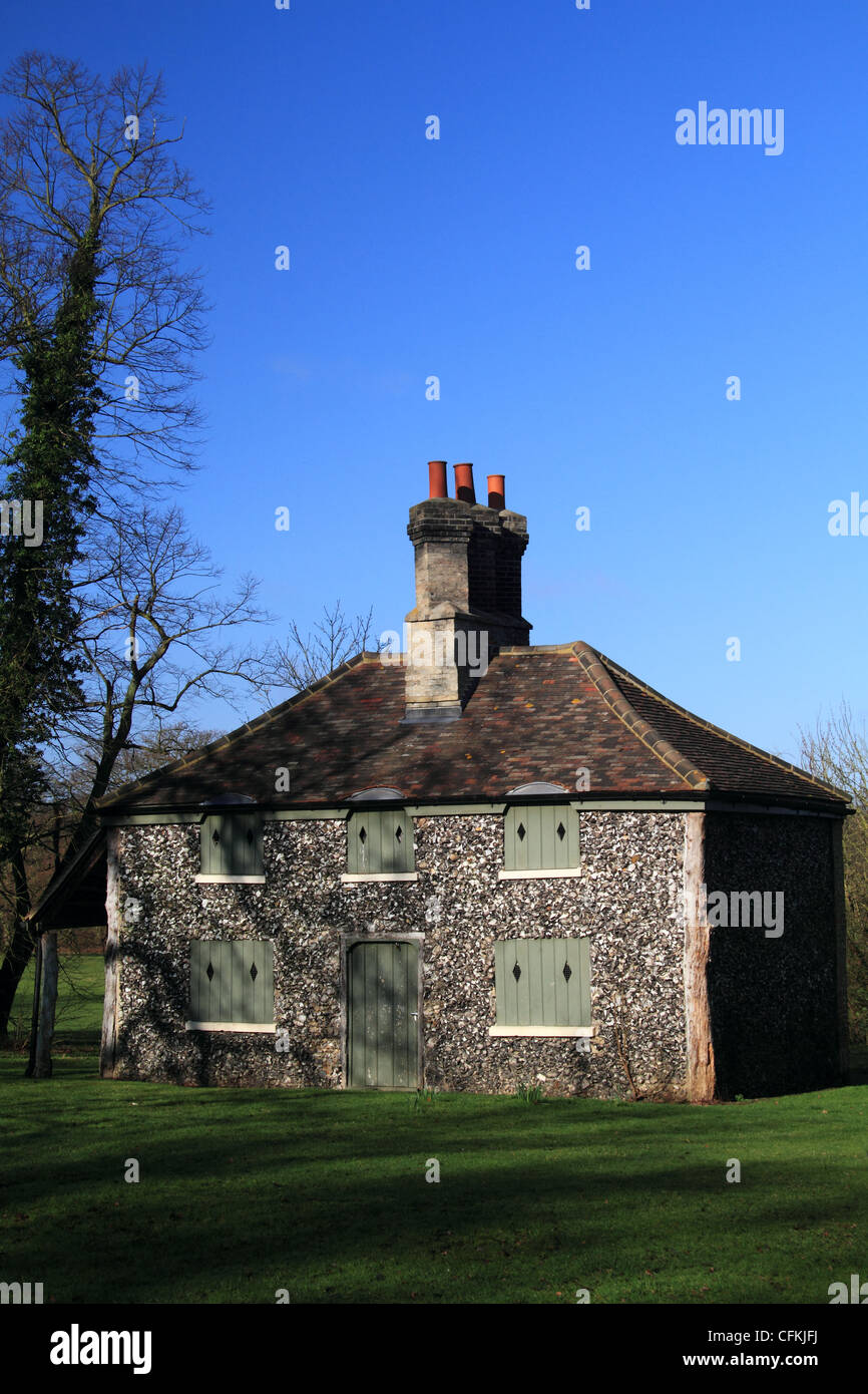 Flint Cottage, (a former gamekeeper's cottage) at Hylands park  Chelmsford Essex UK Stock Photo