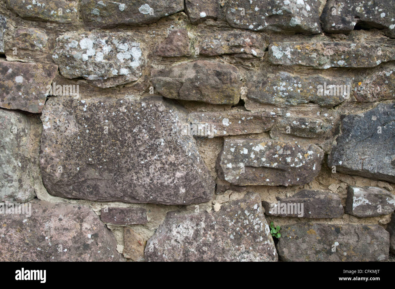 close up of wall built in natural stone Stock Photo