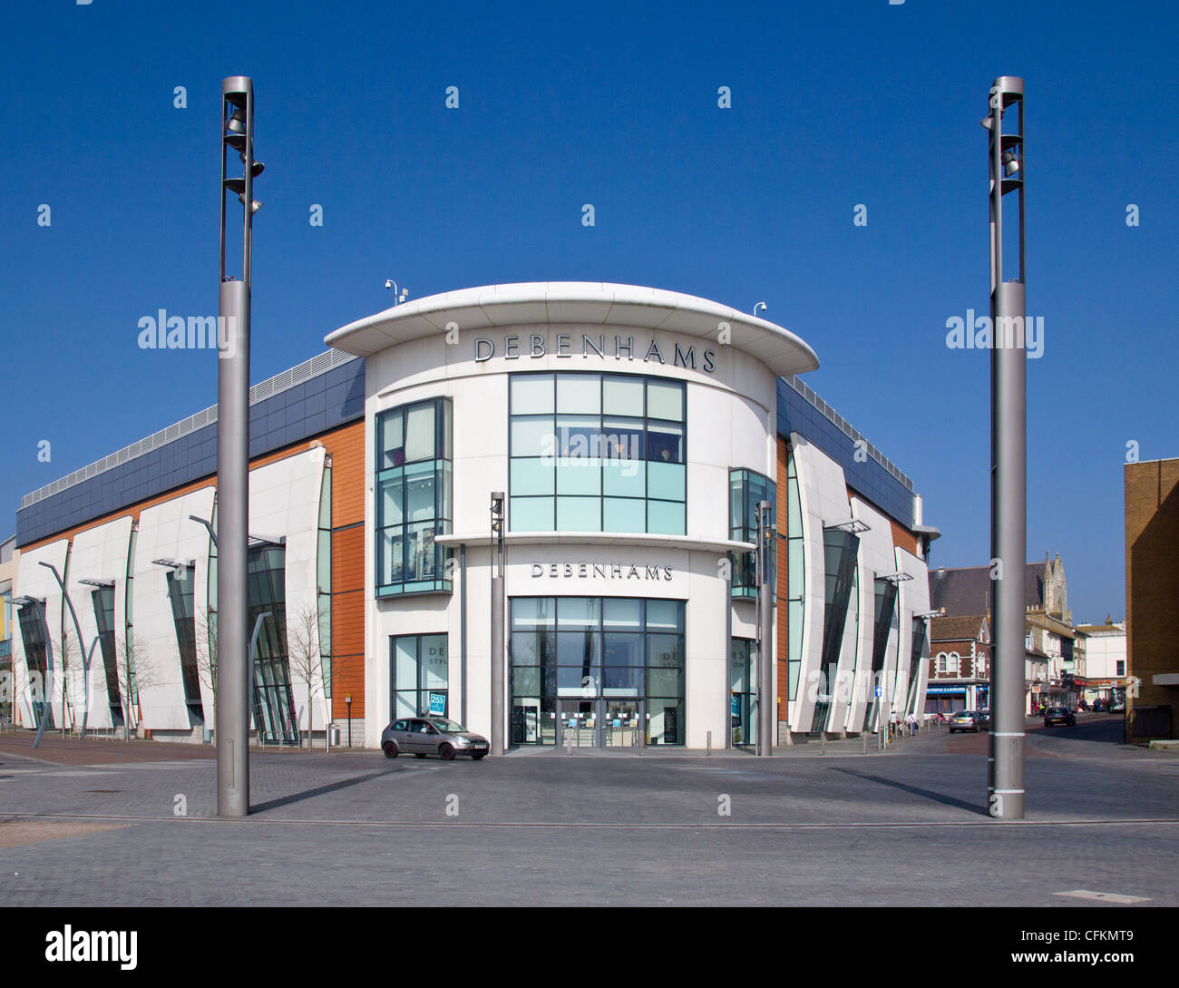 Debenhams Store Ashford Kent UK Shopping Centre in the  Shared Space Road System Stock Photo