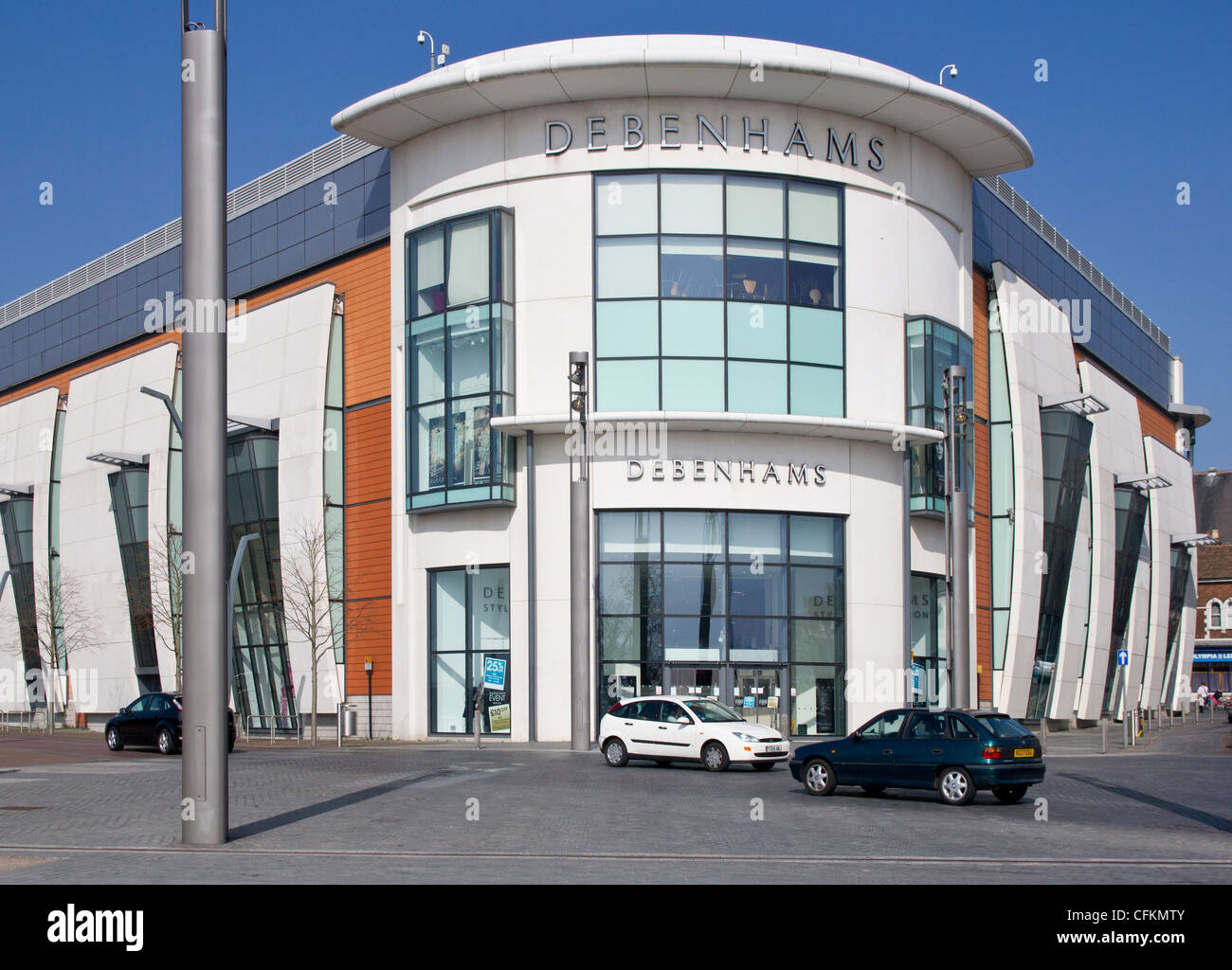 Debenhams Store Ashford Kent UK Shopping Centre in the  Shared Space Road System Stock Photo