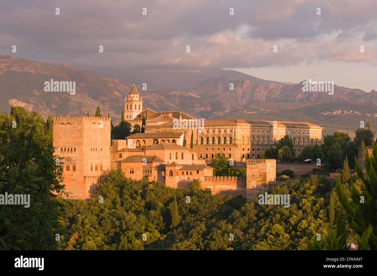 La Alhambra bathed in sunlight, Granada, Spain Stock Photo