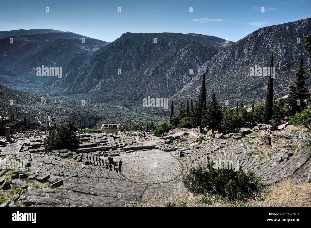 Ancient Theatre (4th cent. B.C.) in Delphi, Greece Stock Photo