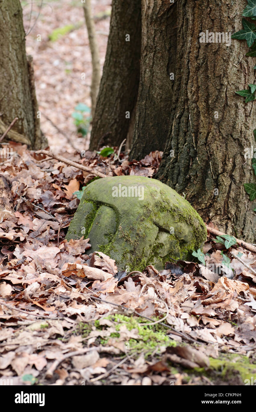 A boundary stone used by the Ordnance survey for marking boundaries on maps Stock Photo